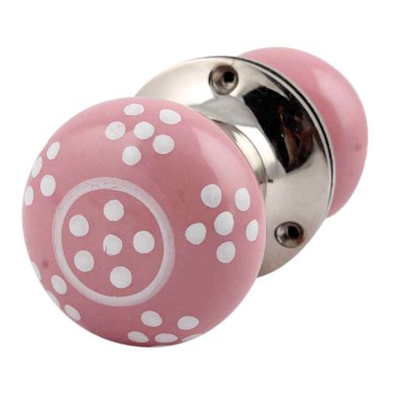 Pink Polka Dot Mortice Handle 2.25